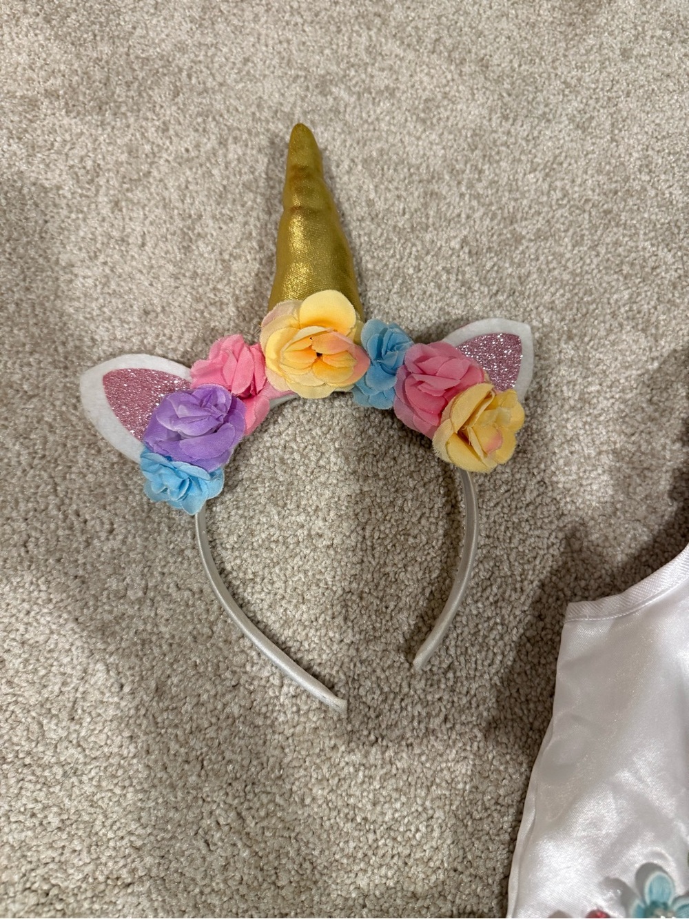 Girls Unicorn Tutu Dress Costume Multicolor Tulle and Headband & wings Sz 6/6x - Picture 2 of 9